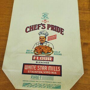 VINTAGE White Star Mills Flour Bag 5 lbs Advertising Staunton Virginia NOS P2a